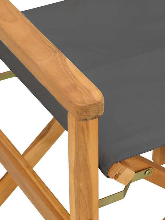 Καρέκλα Σκηνοθέτη Ξύλινη Γκρί 2τμχ 57x54.5x85εκ.