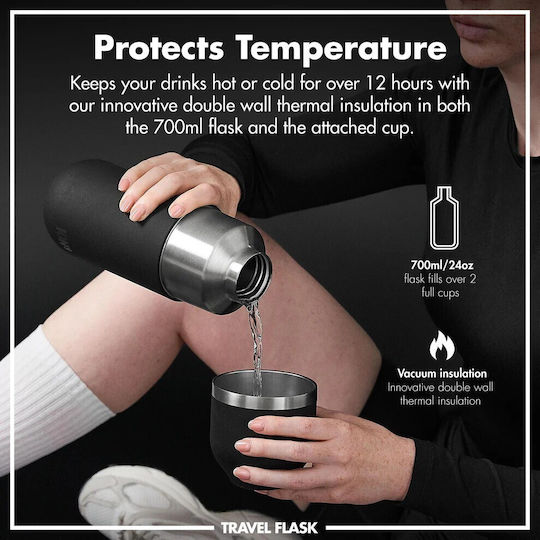 Ion8 Flask & Glass Thermos Bottles 700ml Black