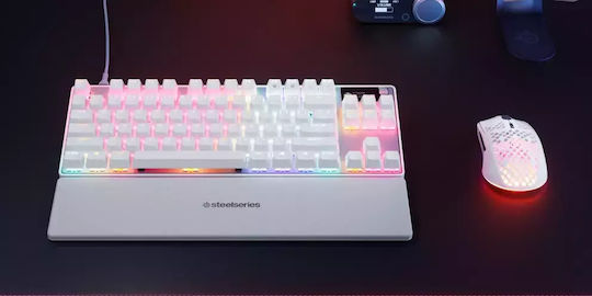 SteelSeries Apex Pro TKL Gen 3 Гейминг Механична Клавиатура Без ключове с SteelSeries OmniPoint суичове и RGB подсветка (Английски US) Бял