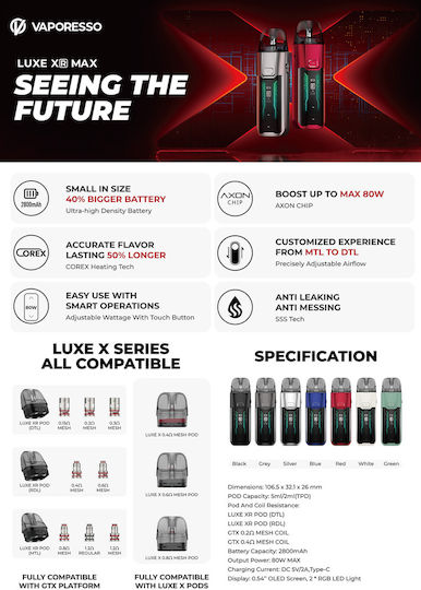 Vaporesso Luxe XR MAX Pod Mod 5ml with Built-in Battery 2800mAh Blue
