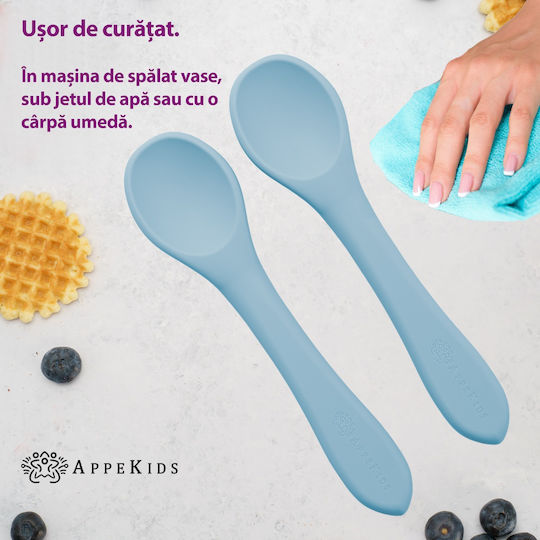AppeKids Baby Set with Spoons made of Silicone for 6+ months Turquoise 2pcs