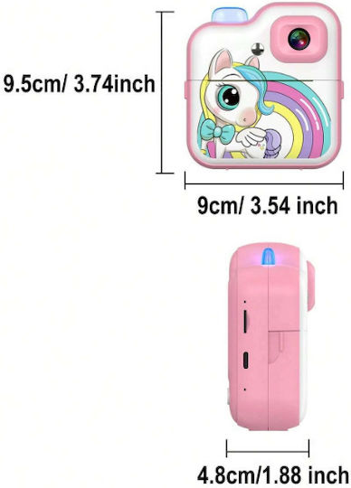 Q6 Unicorn Παιδική Φωτογραφική Μηχανή με Θερμική Εκτύπωση Ροζ