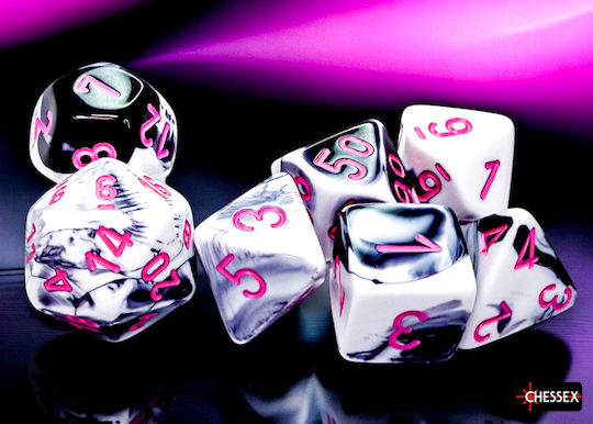 Σετ Ζάρια 7 Dice Set Polyhedral Gemini Black-white/pink