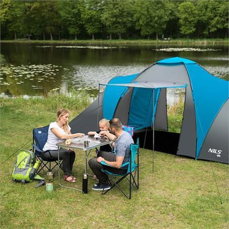 Nils Highland Winter Camping Tent Tunnel Mountaineering Blue with Double Cloth for 6 People Waterproof 4000mm 570x210x200cm