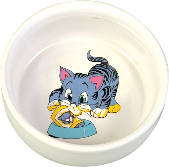 Trixie Kitty Керамика Купа Храна & Вода за Куче & Котка 2x 300мл 11см в Бял Цвят