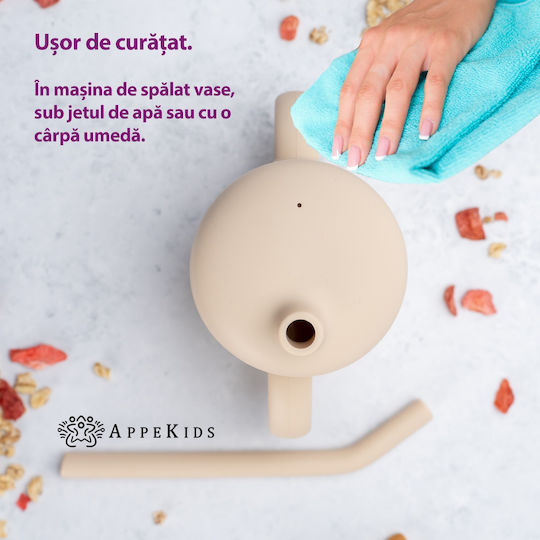 AppeKids Cana de antrenament pentru bebeluși Silicon cu mânere Bej pentru 6m+m+ 160ml