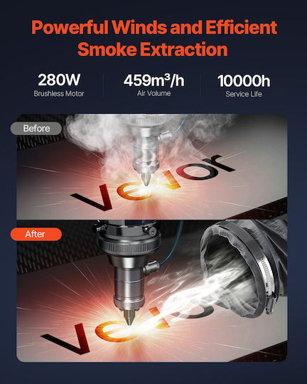 Vevor Solder Fume Extractor 459 M³/h 280w Κινητήρας Χωρίς Ψήκτρες Ταχύτητα 10 Επιπέδων