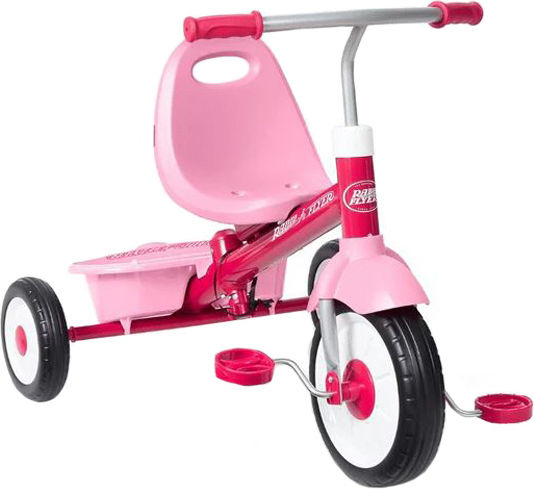Radio Flyer Tricicletă Pentru Copii Cu Mâner Pentru Părinți 3 În 1 Pentru Vârsta 3-5 Ani Roz