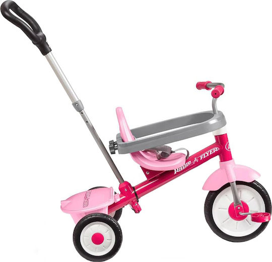 Radio Flyer Tricicletă Pentru Copii Cu Mâner Pentru Părinți 3 În 1 Pentru Vârsta 3-5 Ani Roz