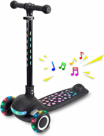 Action One Kinder 3-Rad-Roller Punkte Frontlicht am Lenker Plattform Schwarz