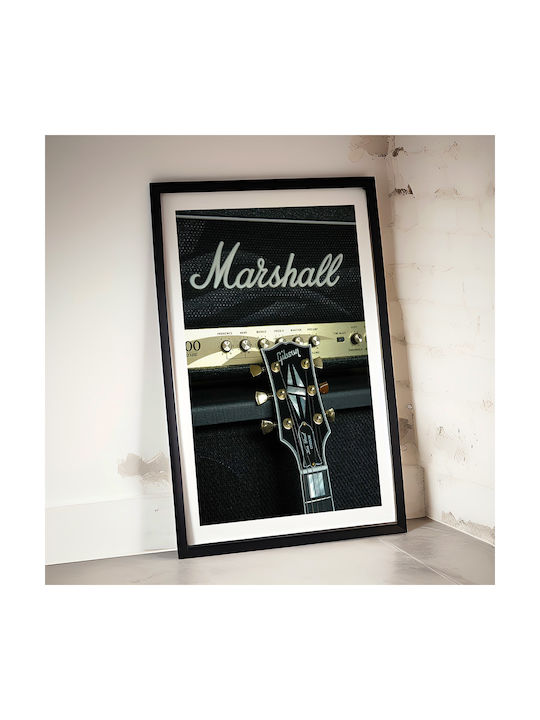 Music Poster Marshall Speaker Pst25176 21cm X 30cm Μαύρο Ξύλινο Κάδρο
