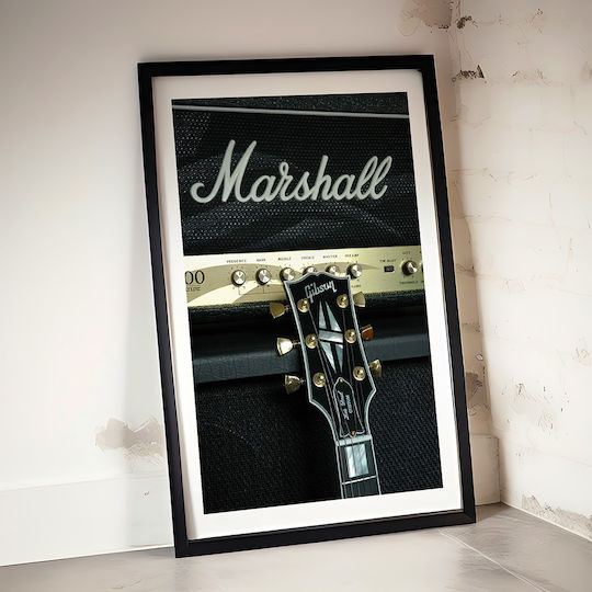 Music Poster Marshall Speaker Pst25176 21cm X 30cm Black Wooden Frame