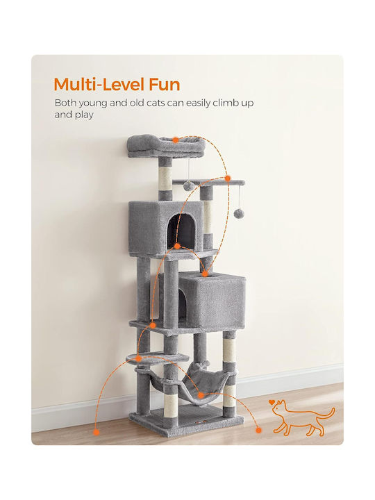 Feandrea Scratching Post Cat Trees Gray 6 levels 49x40x155cm