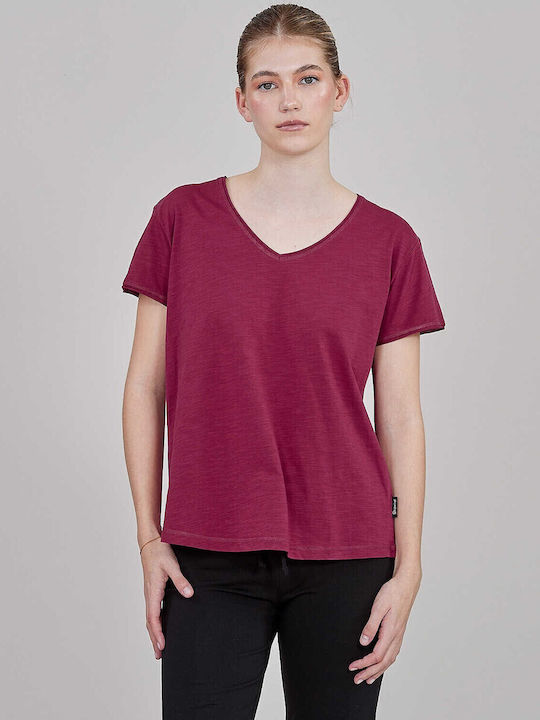 Γυναικείο T-shirt με V Λαιμόκοψη Beaujolais Wine
