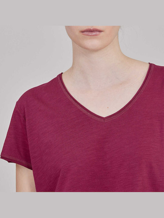 Γυναικείο T-shirt με V Λαιμόκοψη Beaujolais Wine