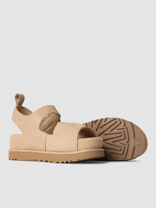 Goldenstar Γυναικεία Σανδάλια Flatforms Μπεζ