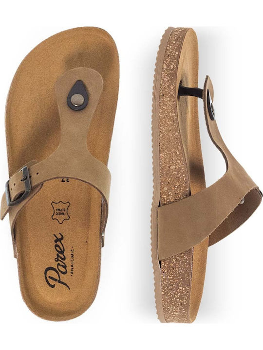 Leather Women's Flat Sandals in Brown Color