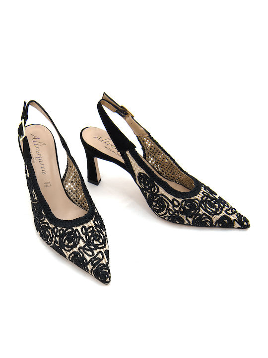Spitze Zehe Pumps mit Hochem Absatz Schwarz