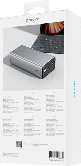 Proove Metalskin Power Bank 30000mAh 65W с 2 USB-A порта и USB-C порт Сив