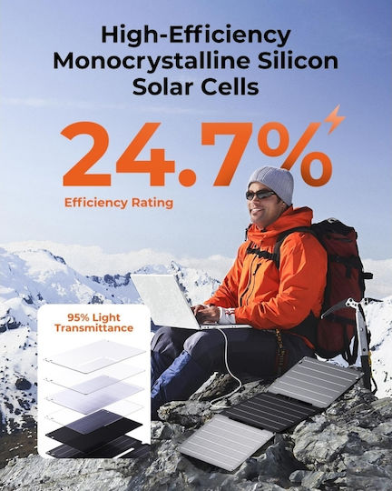 Pyramid Panou Solar 21w Camping Pescuit Pliabil Portabil 1x Usb-c 1x Usb-a Celule Solare Sunpower Numărul 1 În Lume