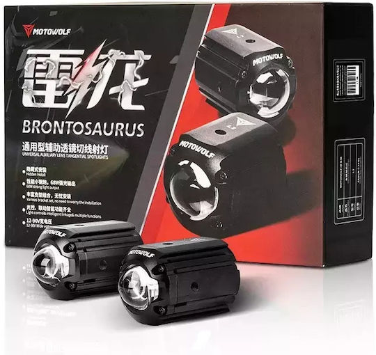 Motowolf Brontosaurus Mini Προβολακια Μηχανης Led 68w 12-90v Σετ