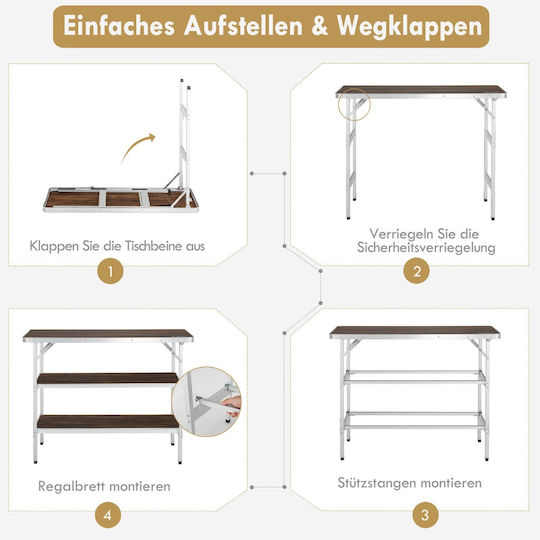 Costway Tabelle Aluminium für Camping Klappbar 38x88x88cm