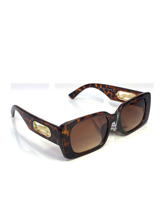 Woman's Fashion Women's Sunglasses with Brown Tartaruga Plastic Frame and Brown Lens G-107