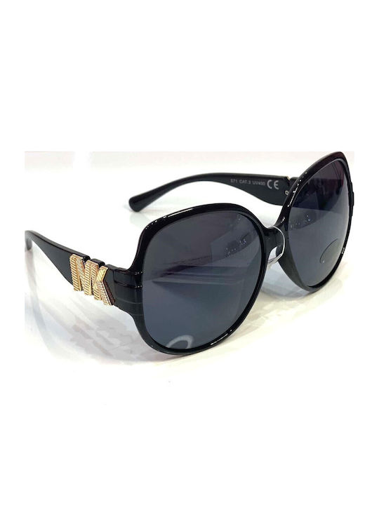 Woman's Fashion Women's Sunglasses with Black Plastic Frame and Black Lens G-116