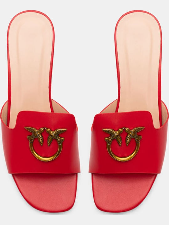 Mules with Low Heel in Red Color