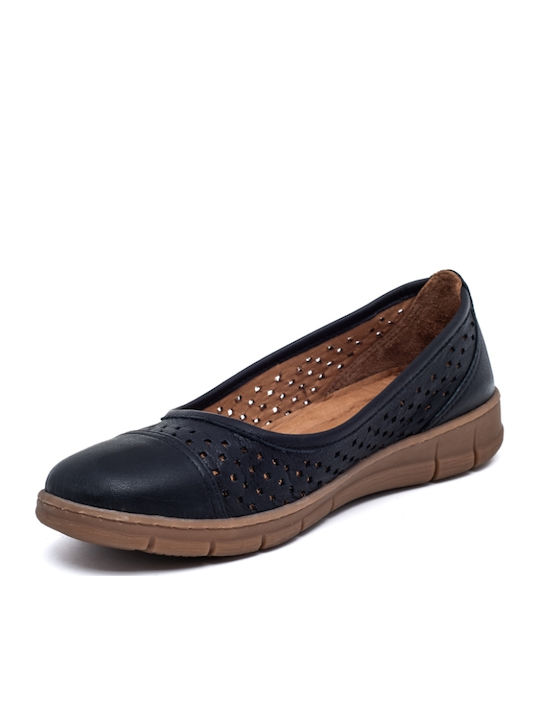 Lederne Damen Ballerinas in Schwarz Farbe