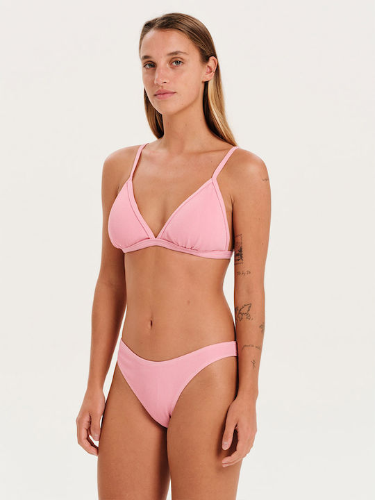 Bikini Set Top & Slip Bottom with Adjustable Straps Pink