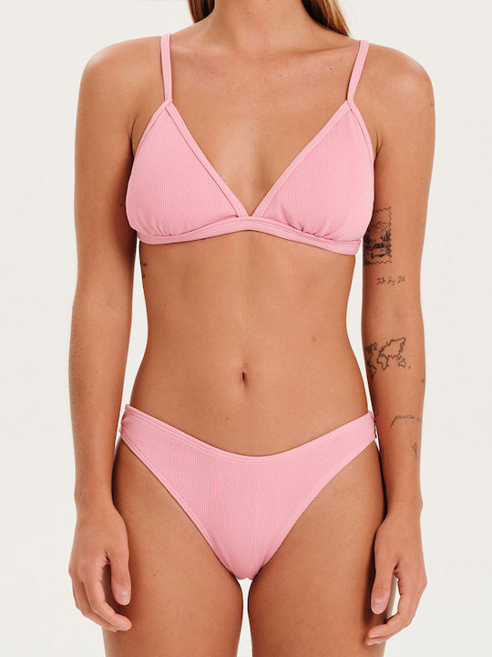 Bikini Set Top & Slip Bottom with Adjustable Straps Pink