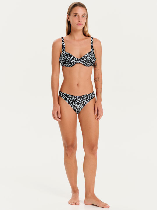 Underwire Bikini Set Bra & Slip Bottom with Adjustable Straps Black