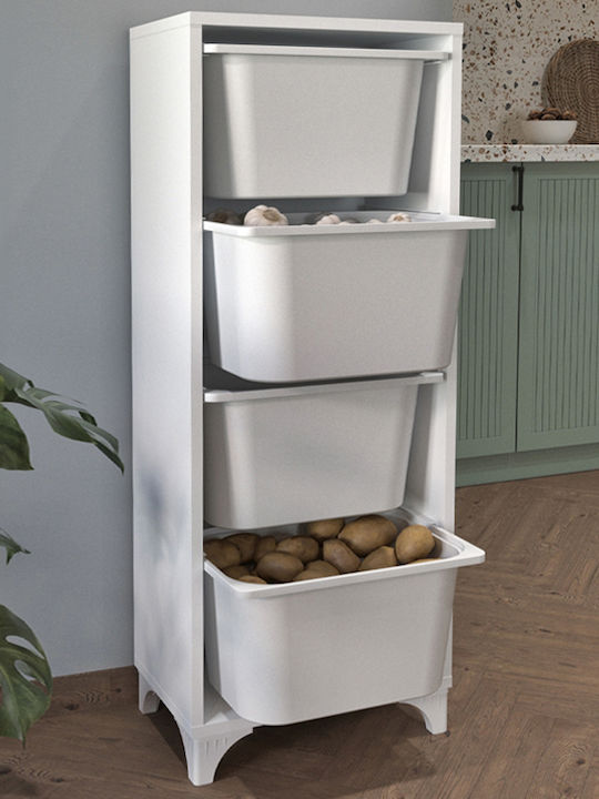 Storage Drawers Kayra I Made of Plastic & Wood with 4 Drawers L45.3xW29.7xH116.3cm