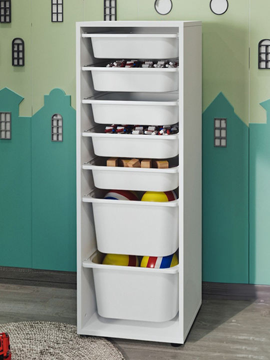 Storage Drawers Made of Plastic & Wood with 7 Drawers L45.4xW30xH125cm
