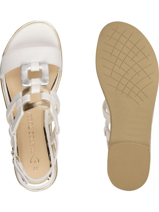 Women's Flat Sandals with Strap in White Color