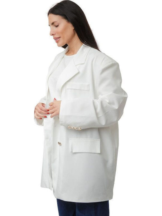 Silia D Женски Сако Бял SKK-25-2483 (WHT)