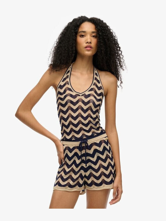 D3 Ovin Zigzag Knit Shorts Women's Shorts Navy Gold Χρυσο - Navy Gold Gold