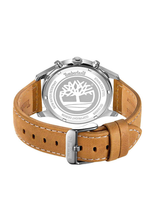 Timberland Men's Watch Chronograph Battery with Brown Leather Strap