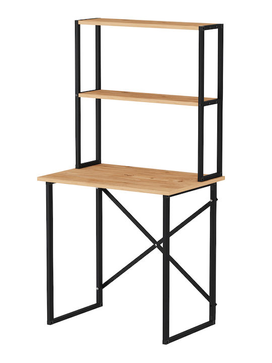 Desk Pope Wooden Pine Oak with Metal Legs 73x52x146cm