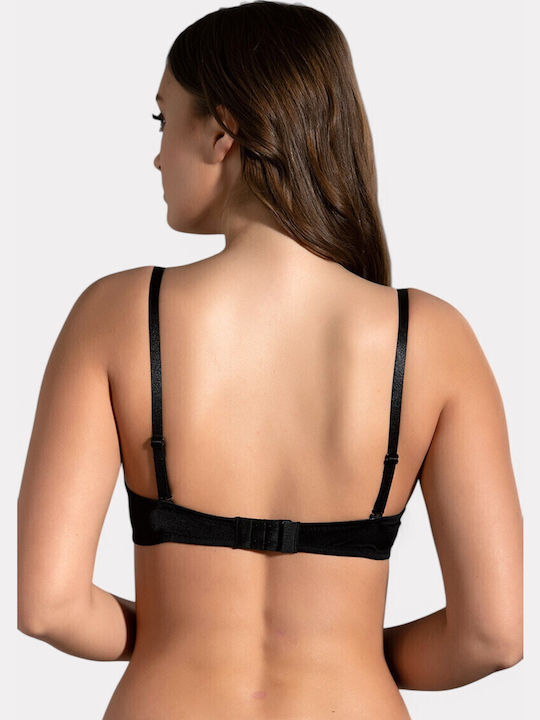 Μαύρο Strapless Σουτιέν Push Up με Μπανέλες