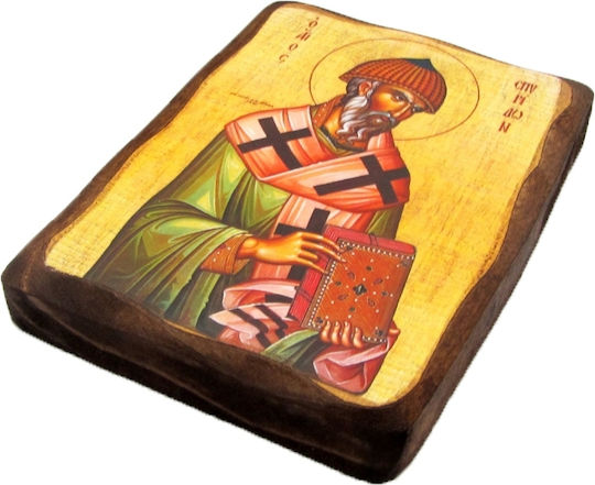 Ξυλινη Εικονα Αγιος Σπυριδων 20x15cm