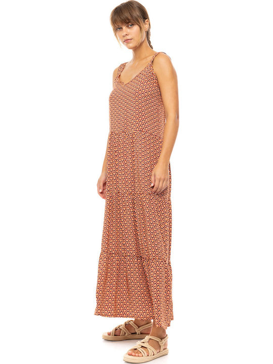Damen Strandkleid Pink Label Lang Prism Geo Viskose Trägerkleid