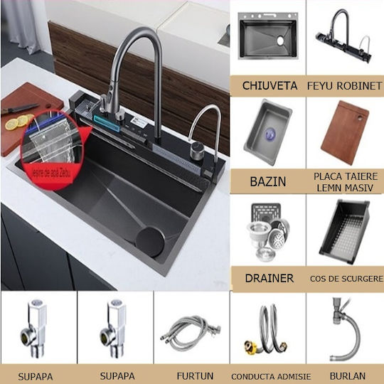 Drop-In Inox със смесител Μ75xΠ46см Черно Drop-In Inox със смесител Μ75xΠ46см Черно