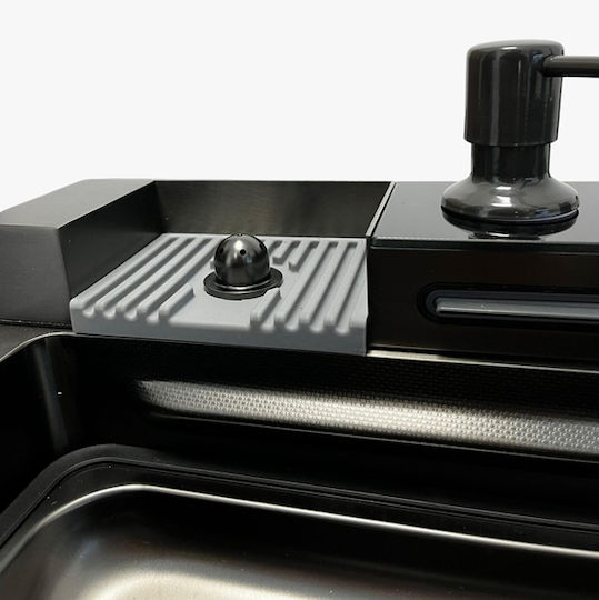 Drop-In Chiuvetă Inox cu robinet L75xW46cm Negru