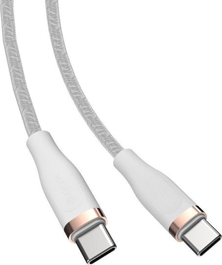 Devia Cablu USB 2.0 USB-C Masculin - USB-C 60W PD Alb 1.5m