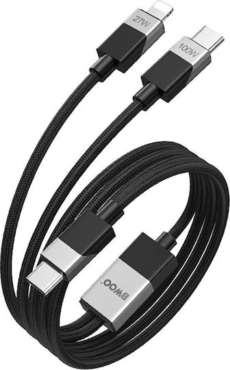 BWOO Braided USB-C to Lightning Cable 100W Μαύρο