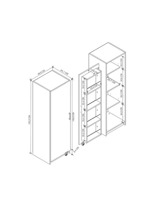 Altay Επιδαπέδιο Ντουλάπι Λευκό 48.9x44.1x155.5εκ.