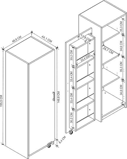 Altay Bodenstehender Schrank White 48.9x44.1x155.5cm