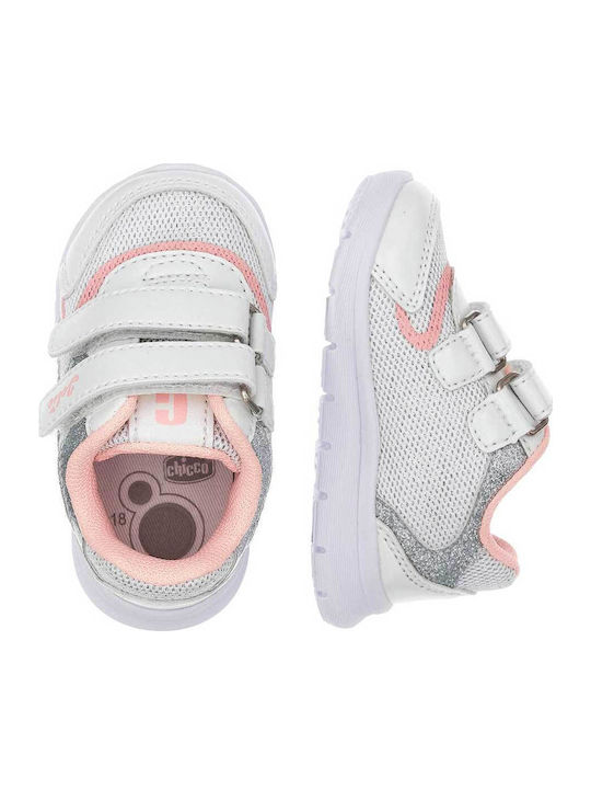 First Steps Παιδικά Sneakers Ανατομικά με Σκρατς Ασημί
